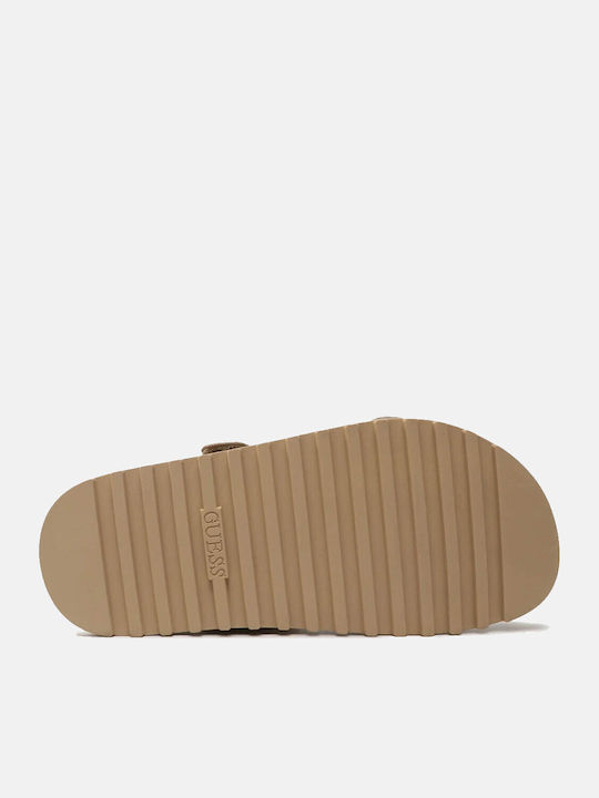 Women's Flat Sandals with Strap in Beige Color