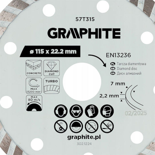 Graphite Turbo Diamond Cutting Disc 115 X 22.22 Mm Dry Use