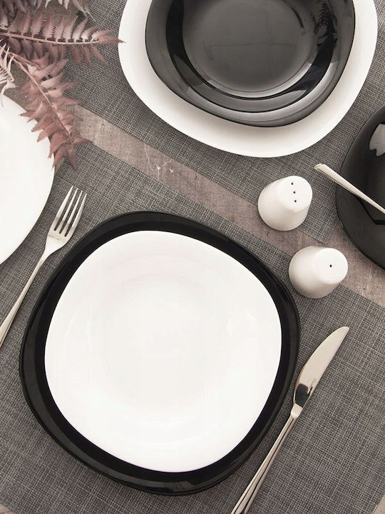 Lumarko Luna Deep Glass Serving Plate White with Diameter 21cm