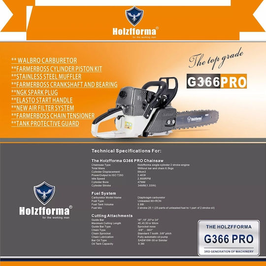 Holzfforma G366 59cc Pro Chainsaw