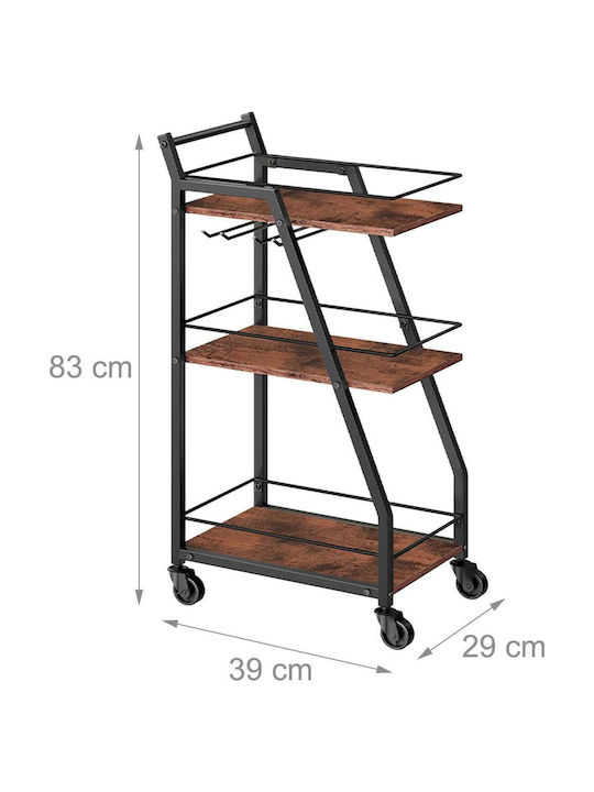 Relaxdays Metallic Kitchen Trolley 3 Tiers Multicolour 39x29x83cm