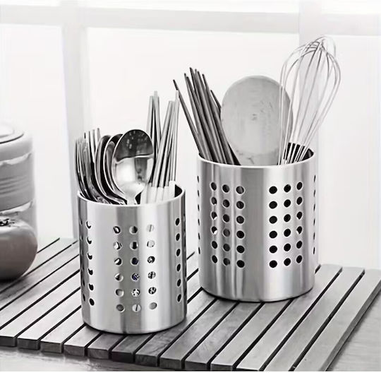 Metallisches Abtropfgestell für Besteck Silber 10cm