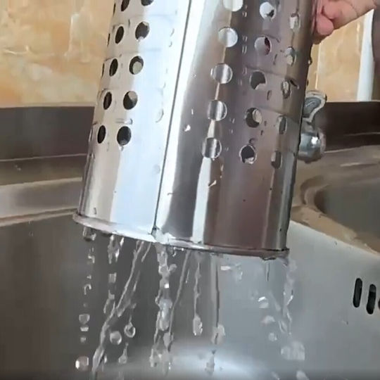 Metallisches Abtropfgestell für Besteck Silber 10cm