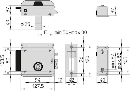V97 Electric Lock Adjustable Backset 50-80mm Exterior Doors & Gates