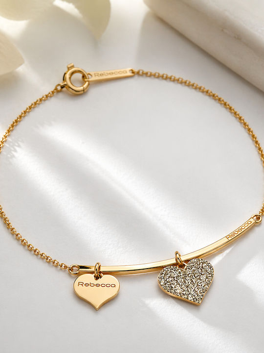 Rebecca Women's Bracelet made of Silver Gold Plated with Diamond