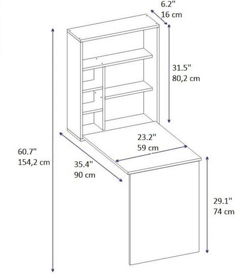 SteweHome Klappbarer Wand-Schreibtisch – Platzsparend & Modernes Design Eiche Kinder Schreibtische