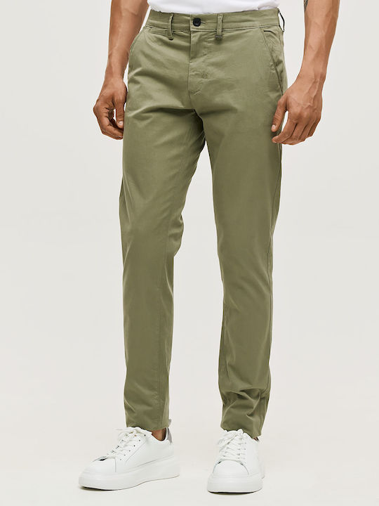 Herrenhosen Chinos Elastisch in Schlank Passform Olive