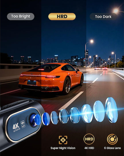 Set Cameră DVR Auto 4K cu Ecran Wi-Fi și Cameră de Marșarier