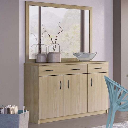 Μπουφές Ξύλινος με Συρτάρια & Καθρέπτη Λάττε 120x38x84cm