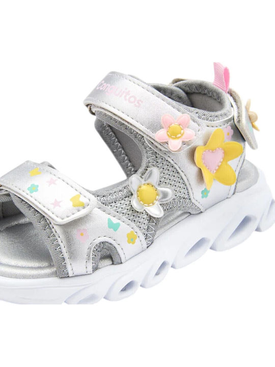 Kids Sneakers with Hoop & Loop Closure Silver