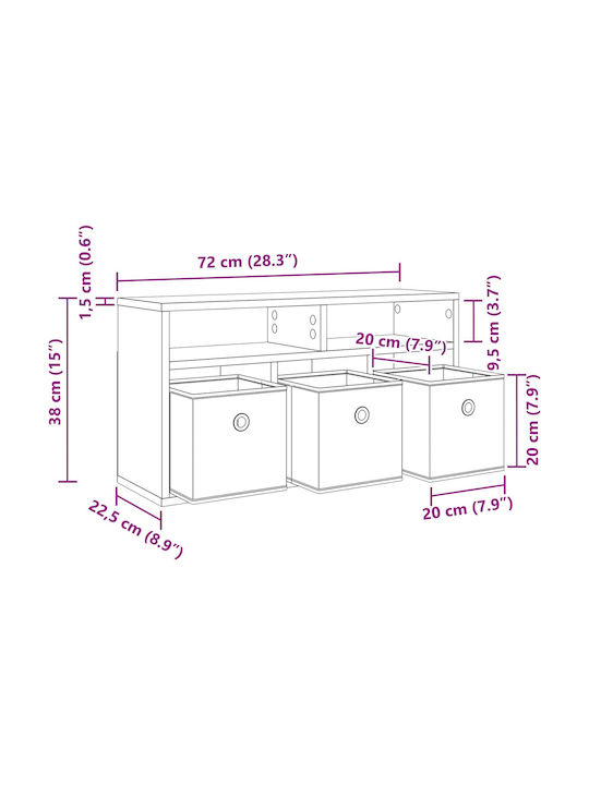 Βιβλιοθήκη Λευκό 72x22.5x38εκ.