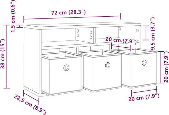 Brown Bookcase 72x22.5x38 cm