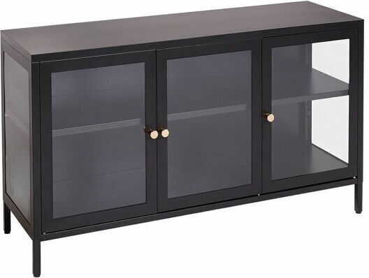 Sideboard Berwyn 2450 made of Metal & Glass Black Velvet-Black Metal 115x35x65cm
