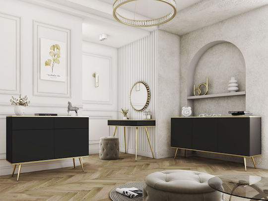 Μπουφές Oro Ξύλινος Ανθρακί + Χρυσό 160x41x85cm