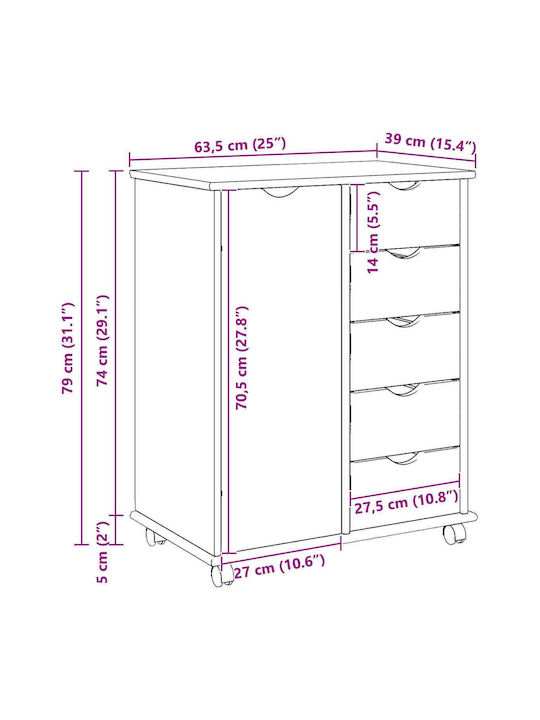 Kommode Für Schlafzimmer Aus Massivholz Braun 63,5x39x79cm