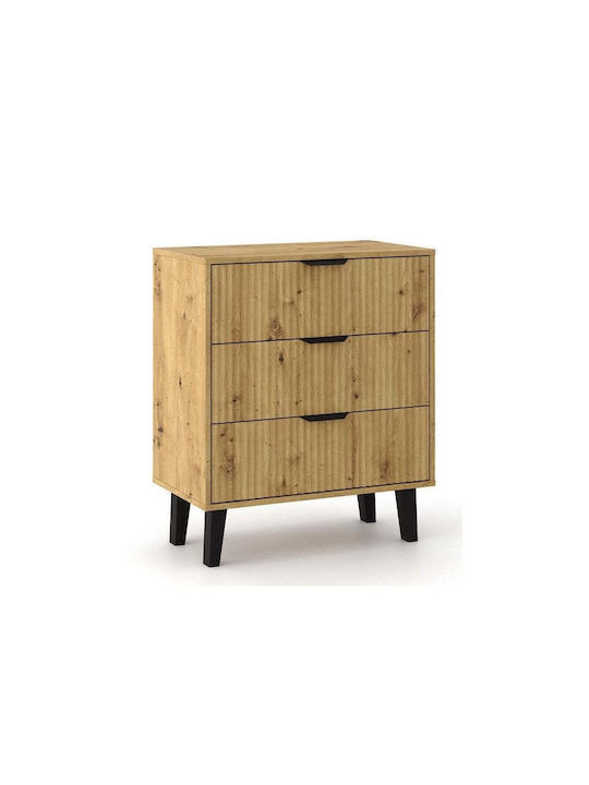 Kommode Schlafzimmer aus Holz & Metall Scandi mit 3 Schubladen Artisan 70x39x81,5cm