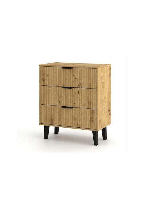 Kommode Schlafzimmer aus Holz & Metall Scandi mit 3 Schubladen Artisan 70x39x81,5cm