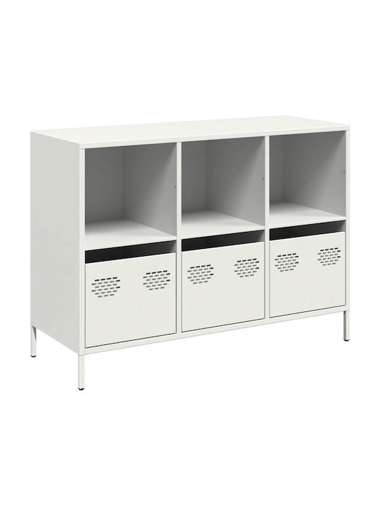 Sideboard made of Metal with Drawers White 101.5x39x73.5cm