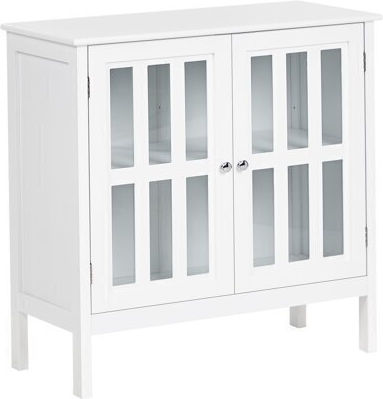 Sideboard Berwyn 2725 made of Wood & Glass White 80x36x78cm