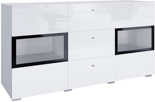 Μπουφές Serodeu 101 από Ξύλο & Γυαλί με Συρτάρια 132x39x70cm