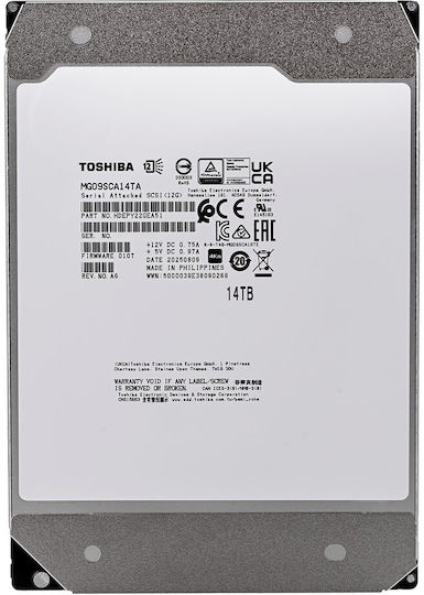 Toshiba MG09 14TB HDD Σκληρός Δίσκος 3.5" SAS 3.0 7200rpm για NAS / Server MG09SCA14TA