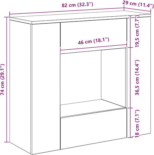 Σκυρόχρωμο Γκρι 82 X 29 X 74 Εκ 899872 Γκρι