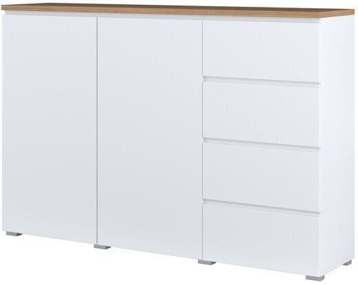Sideboard Baletu 104 Wooden with Drawers Oak, White 35x35x150cm