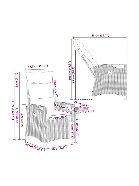 vidaXL Gartenstühle Metallisch Schwarz 56x60x112cm