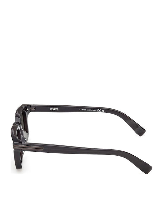 Zegna Men's Sunglasses with Gray Horn-Rimmed Frame and Gray Polarized Lenses EZ0280 20D