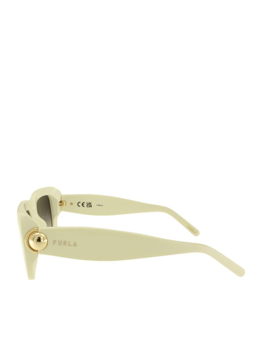 Furla Unisex Sunglasses with White Horn-Rimmed Frame SFU980 03GF