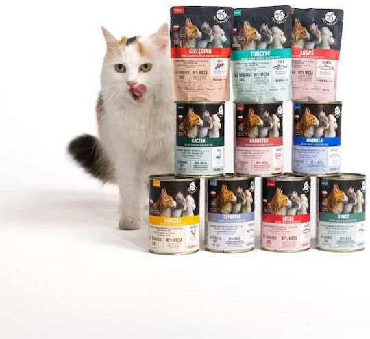 Pet Republic Nasses Katzenfutter in Beutel mit Thunfisch und Fleisch ohne Getreide 24x100gr