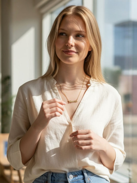 Mama Necklace in Gold Plated Steel with Zircon