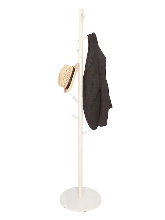 Metal Coat Rack 726080 White Ø40x175cm 8 Hooks