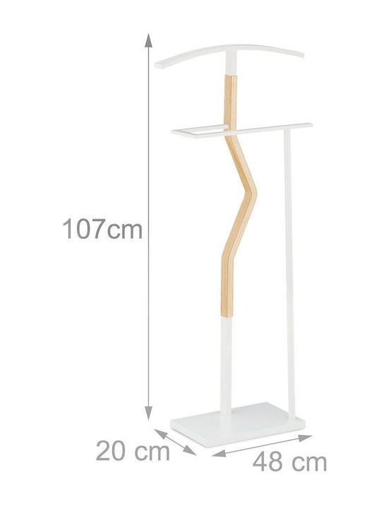 Relaxdays Garderobenständer aus Bambus Metall Weiß 107 x 48 x 20 cm