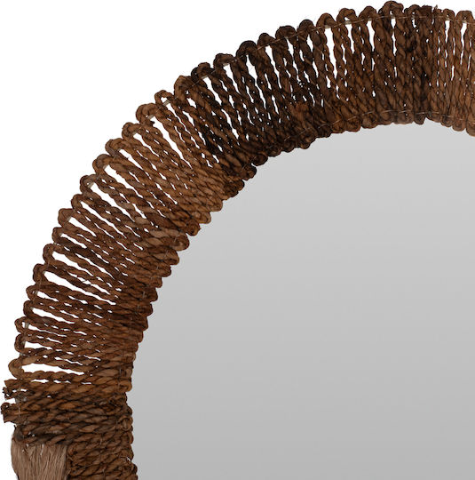 Oglindă de Perete cu Ramă din Rattan Bej 90x70cm