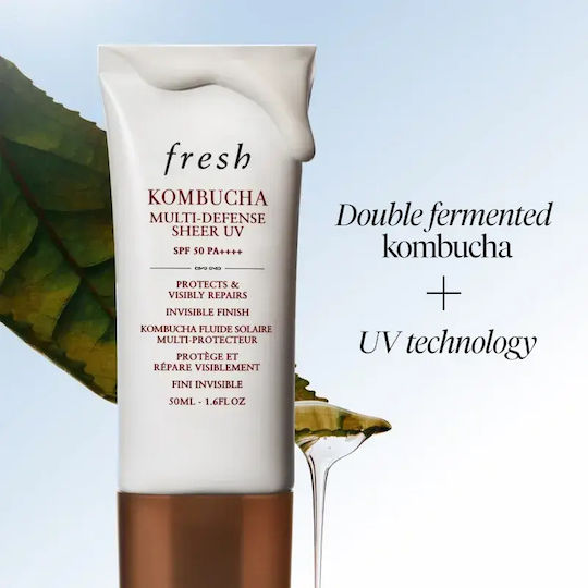 Leichter Sonnenschutzfluid Verfärbungshemmend SPF 50 Fresh Kombucha Mehrfachschutz Transparente UV 50 ml