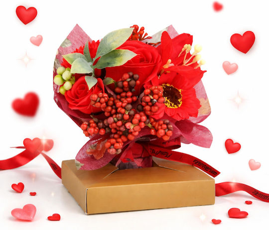 Blumenarrangement In Geschenkbox Duftblumen Blumenstrauß Rote Rosen Künstliche Blumen 11x11x14 cm Dekorativ Ideales Geschenk Für Frauen
