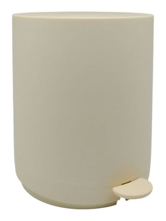 Ankor Plastic Bathroom Brush and Bin Set Soft Close 5l Beige