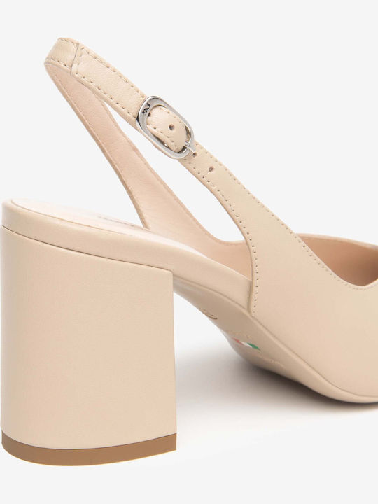 Leder Pumps Beigen