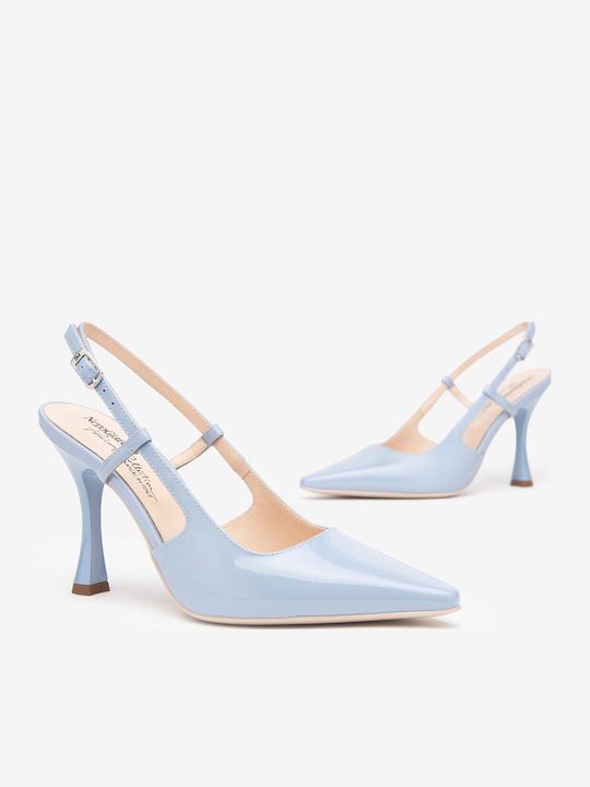 Leather Heels Light Blue