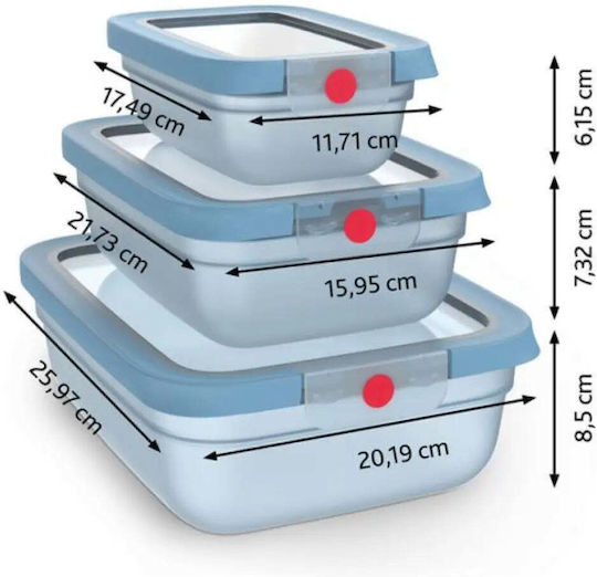 Tefal Set Plastic Lunch Boxes 3 Pieces