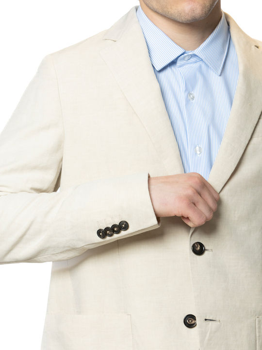 Summer Men’s Suit Jacket with Regular Fit White
