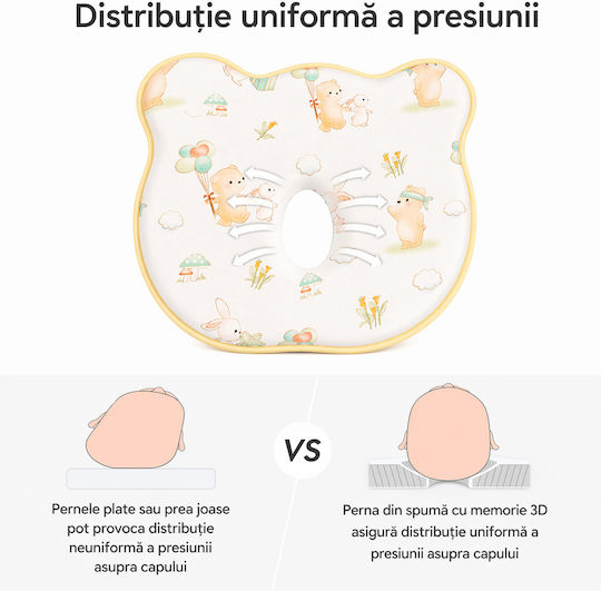 Kidizi Perna Pentru Bebeluși Plagiocefalie Spumă de Memorie 21x25 cm