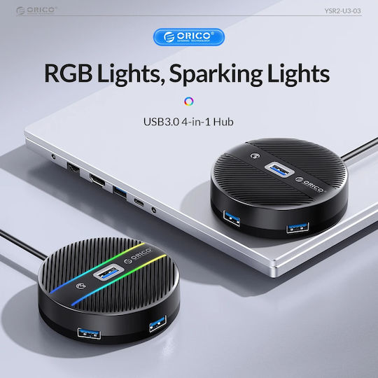 Orico USB Хъб 4 Порта USB 3.0 с Връзка USB-A Бял
