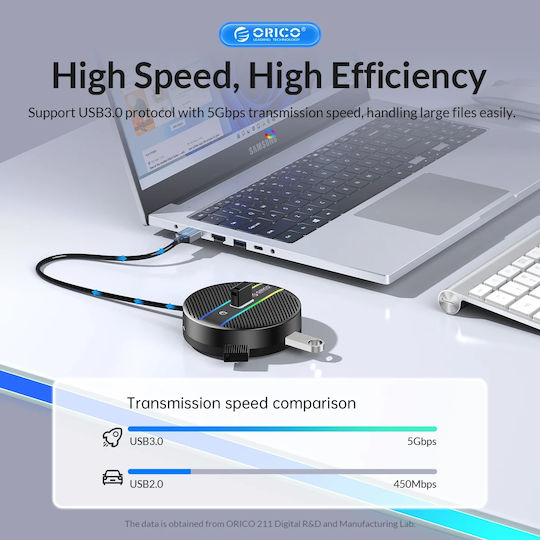 Orico USB Хъб 4 Порта USB 3.0 с Връзка USB-A Бял