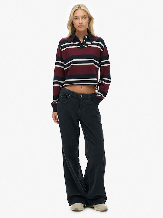 D1 Ovin Women's Long Sleeve Striped Multicolour Crop Top