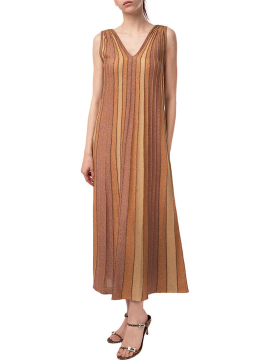 Καλοκαιρινό Maxi Βραδινό Φόρεμα Tan Gold-summer Camel-mocca-bronze