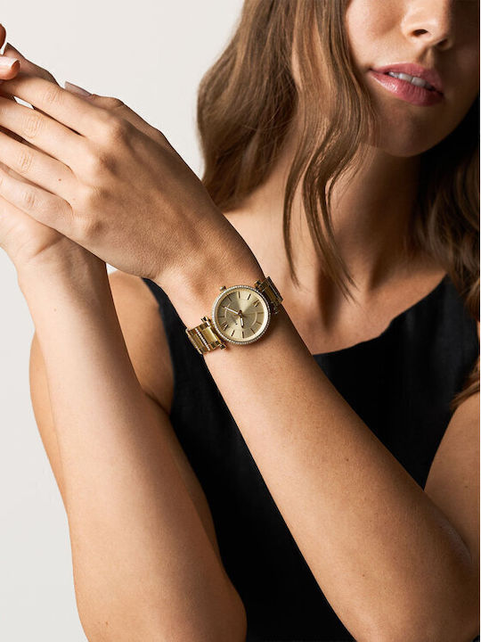 Fossil Carlie Γυναικείο Ρολόι Μπαταρίας με Χρυσό Μεταλλικό Μπρασελέ