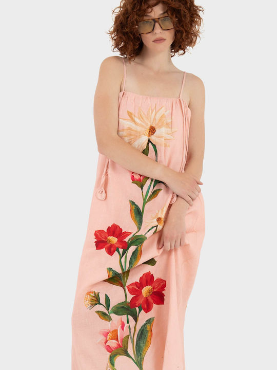 Rochie De Vară Pentru Femei Midi Roz