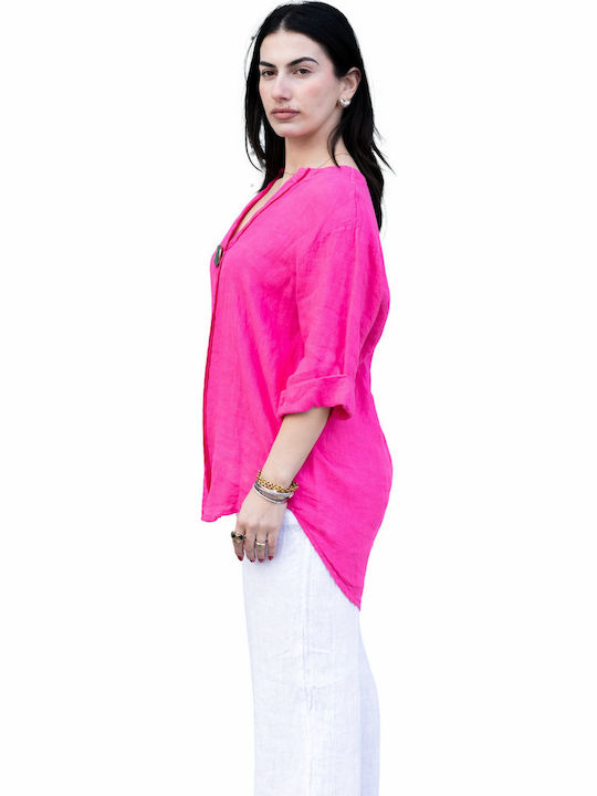 Women's Linen Shirt Fuchsia